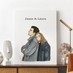 Custom Portrait | Cartoon Portrait | Family Portrait | Faceless Portrait Print | Engagement Gift | Watercolour Line People Portrait