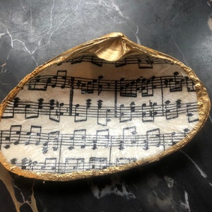 Musical Notes Shell Trinket Dish: Gold Leaf Musician Gift