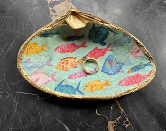 Fish jewelry holder; tropical fish trinket dish; ocean lover gift
