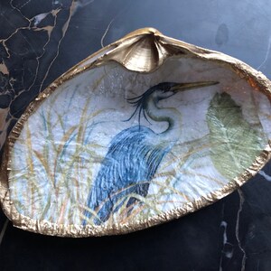 Blue Heron jewelry dish shell jewelry holder trinket dish immagine 2