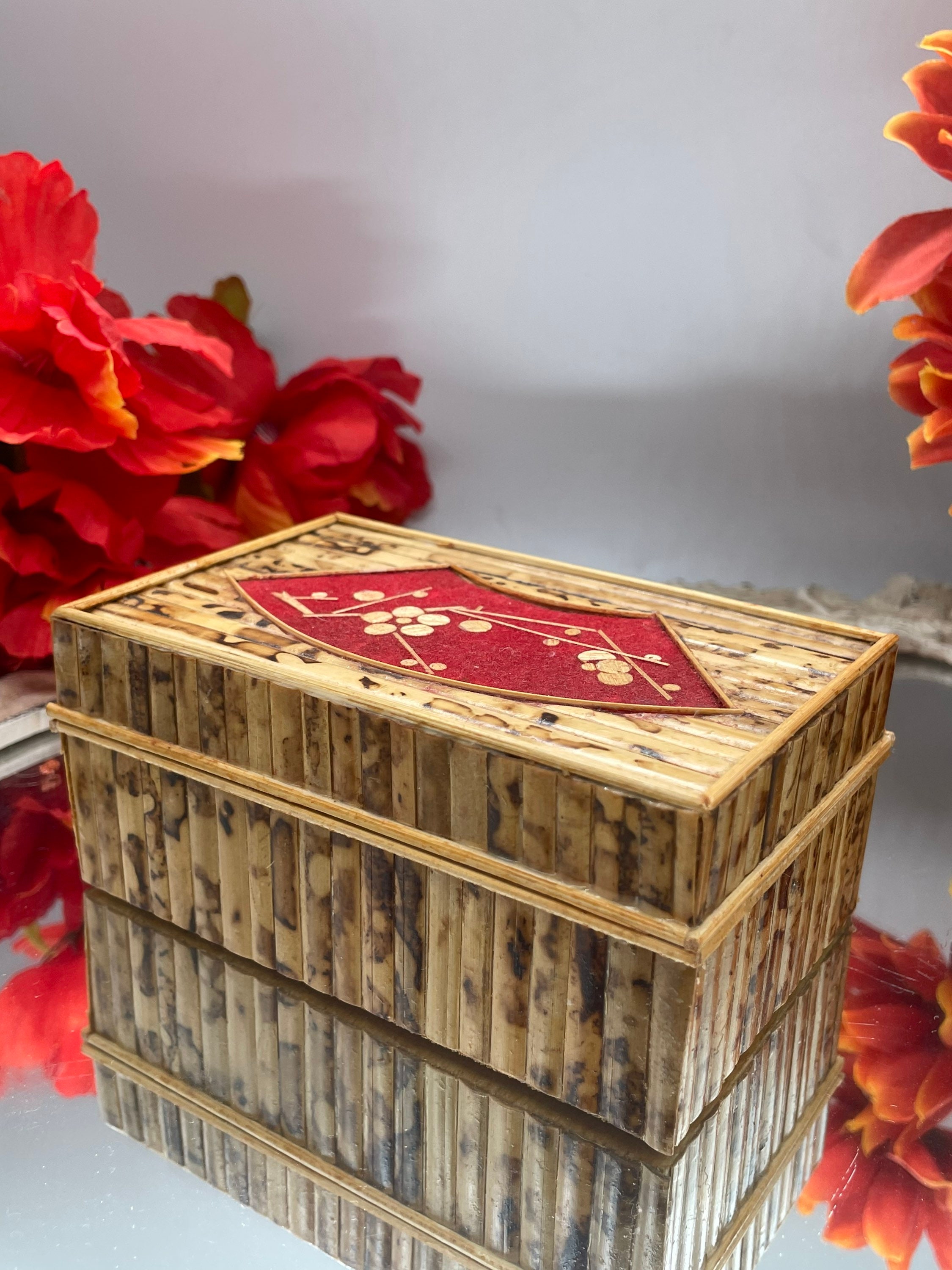 Set of Two Vintage Bamboo Boxes Etsy