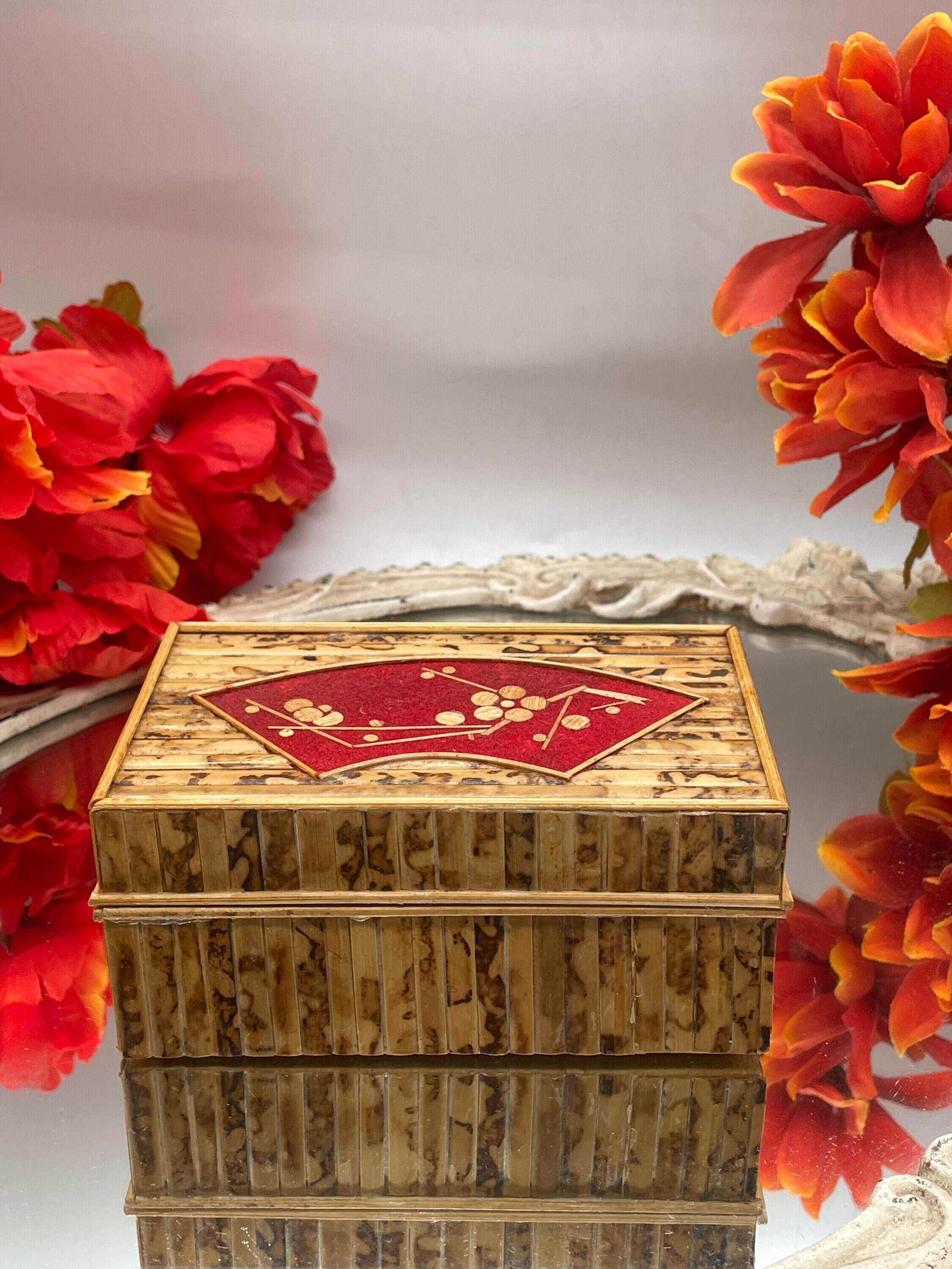 Set of Two Vintage Bamboo Boxes Etsy