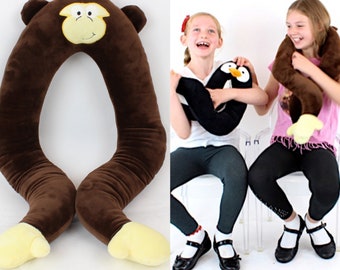 Snuggleboo Cheeky Huggable Monkey Soft Sensory Toy, Including Free Animal Story Book, Kids Room, Plush Pillow