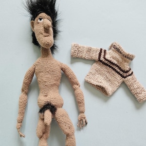 Naked man funny knitted doll,handmade chrochet doll,funny gift 18+