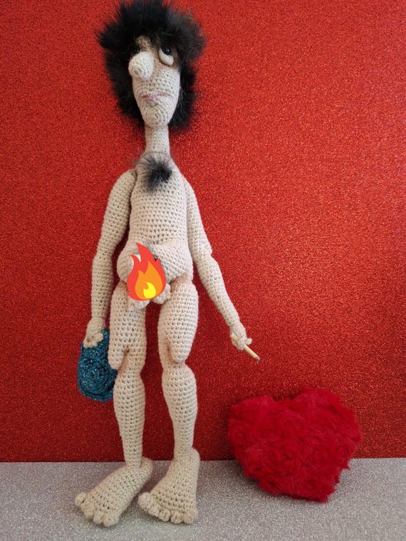 A fully handmade, customizable knitted nude doll — genuinely crafted by a human, hilariously awkward, and oddly charming as a Valentine's gag gift.