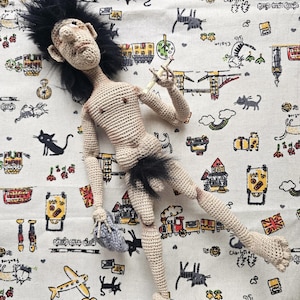 Provocative Smoker doll,nude knitted penis,funny gift 18+