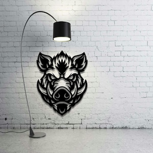Wild Boar SVG & DXF | Tribal Mascot CNC Router File | Laser Cut Metal Wall Art | Hunting Lodge Decor | Cricut Cut File