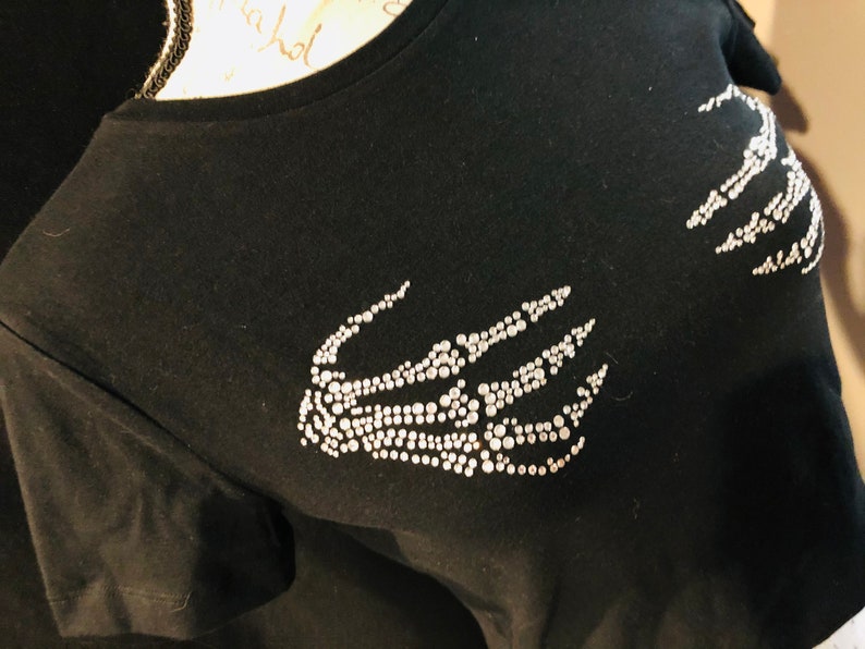 Bedazzled Skeleton Hand Boob Grab