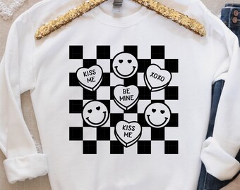 Smiley Candy Hearts SVG, Groovy valentines svg, Retro valentines svg, Conversation Hearts svg, Heart svg, Valentine shirt svg, Cricut