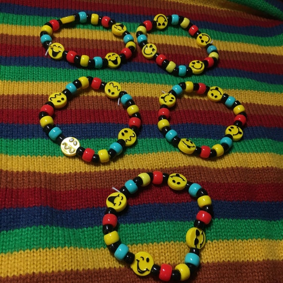 Emoji Smiley Face Kandi Bracelets Singles Etsy