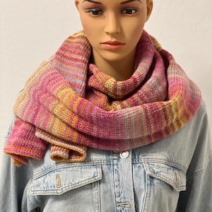 Scarf knitted wool colorful. Knitted scarf ladies pink. Knitted scarf purple. Wool scarf hand knitted multicolored. Knitted scarf pink
