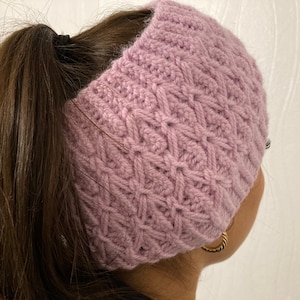 Headband hand-knitted alpaca for women and girls. Knitted ear warmer hair band alpaca. Chunky knit hairband for women pink