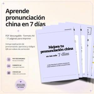 PDF explaining Chinese pronunciation - With exercises - Correction videos with QR codes - With cheat sheet - Digital download