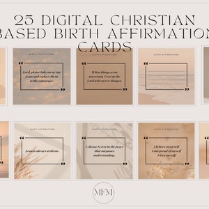 25 Printable Birth Affirmation Cards for Labor & Delivery | Scripture based | Positive Pregnancy Gift | Digital Affirm Card | Christian base