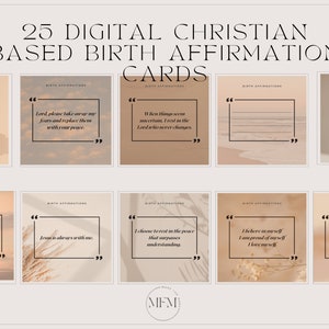 25 cartes d'affirmation de naissance imprimables pour le travail et l'accouchement | Basé sur les Ecritures | Cadeau de grossesse positif | Carte d'affirmation numérique | Base chrétienne