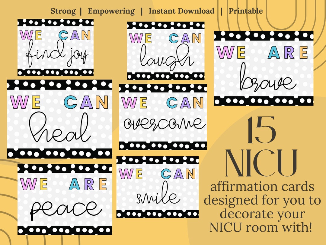 15 Printable NICU Affirmation Cards NICU STRONG Nicu Mama Digital ...
