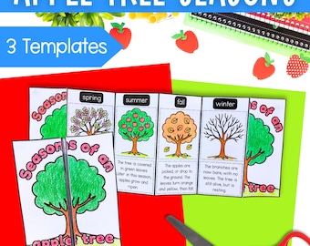 Apple tree in 4 seasons cut and paste craft activity craftivity for kids teacher resource digital download PDF