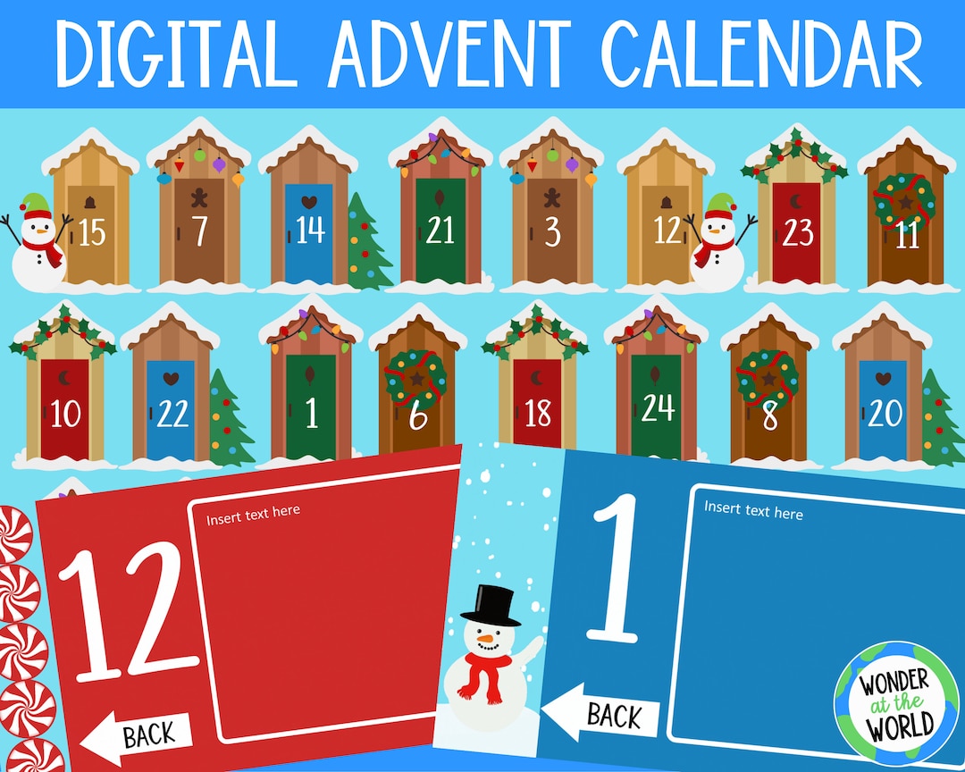 Digital Advent Calendar for Teachers to Customize Powerpoint Etsy