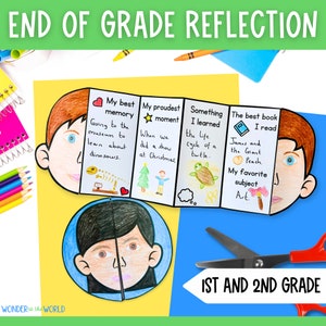 End of school year reflection activity for first and second grade | last day or week of school memories | PDF printable