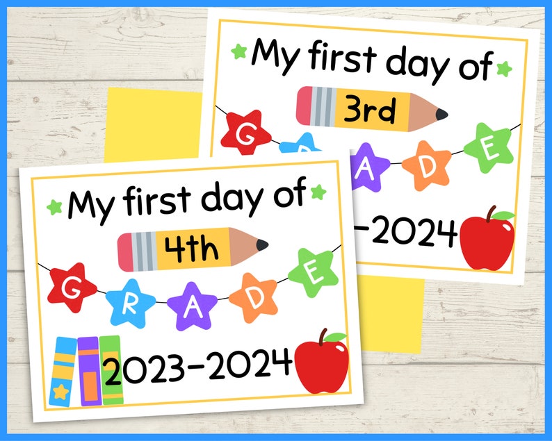 First Day Back to School Printable Sign for Kids Photo First, Second ...