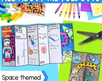 Space All About Me Class Back to School Foldable Printable Activity | A4 and 11x8.5 inch | Digital Download