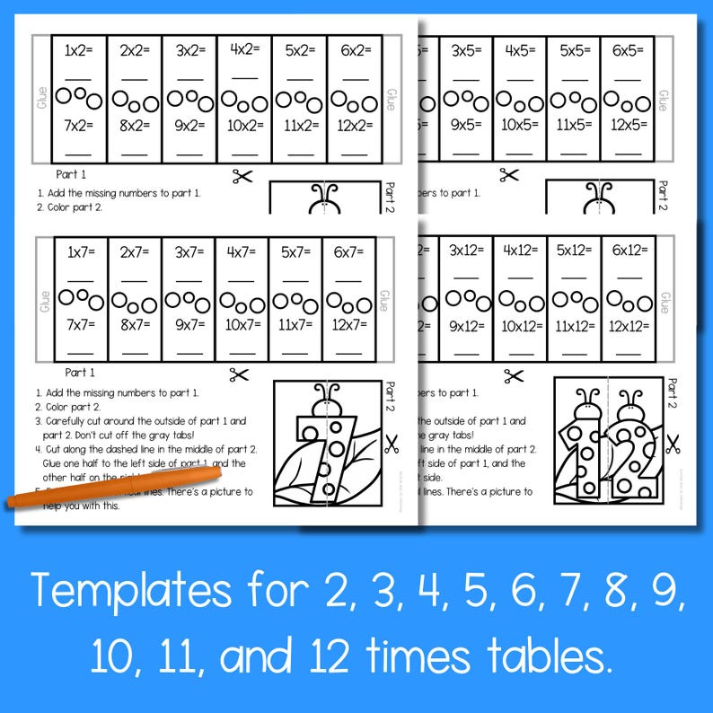 Ladybug Spring Multiplication Math Fact Practice Activity 2-12 Times ...
