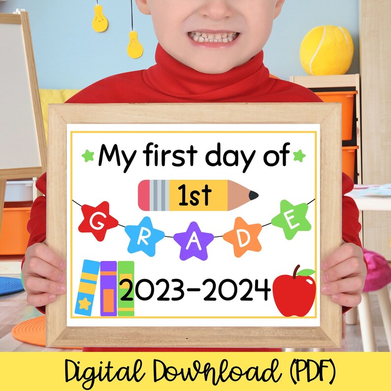 First Day Back to School Printable Sign for Kids Photo First, Second ...
