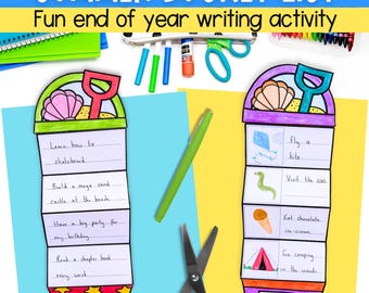 Summer bucket list template for kids foldout writing craft activity summer bulletin board idea digital download PDF