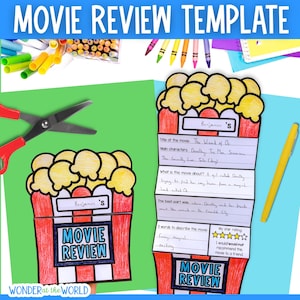 Plantilla de actividad de escritura de reseñas de películas para niños: alternativa divertida a una hoja de trabajo (descarga digital en formato PDF, tamaño carta de EE. UU.)
