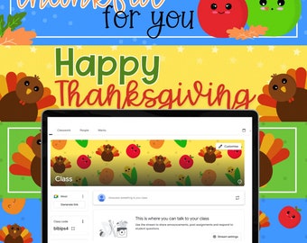 Thanksgiving animated Google Classrooom headers banners | Digital Download files
