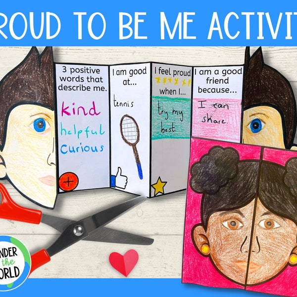 Proud to be me self esteem accordion foldable activity | Social emotional learning printable for kids PDF | A4 and US letter size