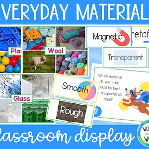 Afdrukbare klaslokaaldisplay voor leraren | Alledaagse materialen | digitale download-PDF | posters en weerkaart | A4 en 11x8,5 inch | wetenschap