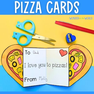 Cartes de Saint Valentin thème Pizza à imprimer en couleur et à écrire | 11x8,5 pouces et A4 PDF | 4 modèles