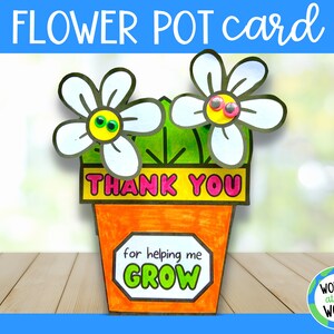 Obrigado por me ajudar a desenvolver cartões artesanais para crianças | vaso de flor cartão comemorativo | Dia das Mães Dia dos Pais Dia dos Avós Semana de Valorização do Professor