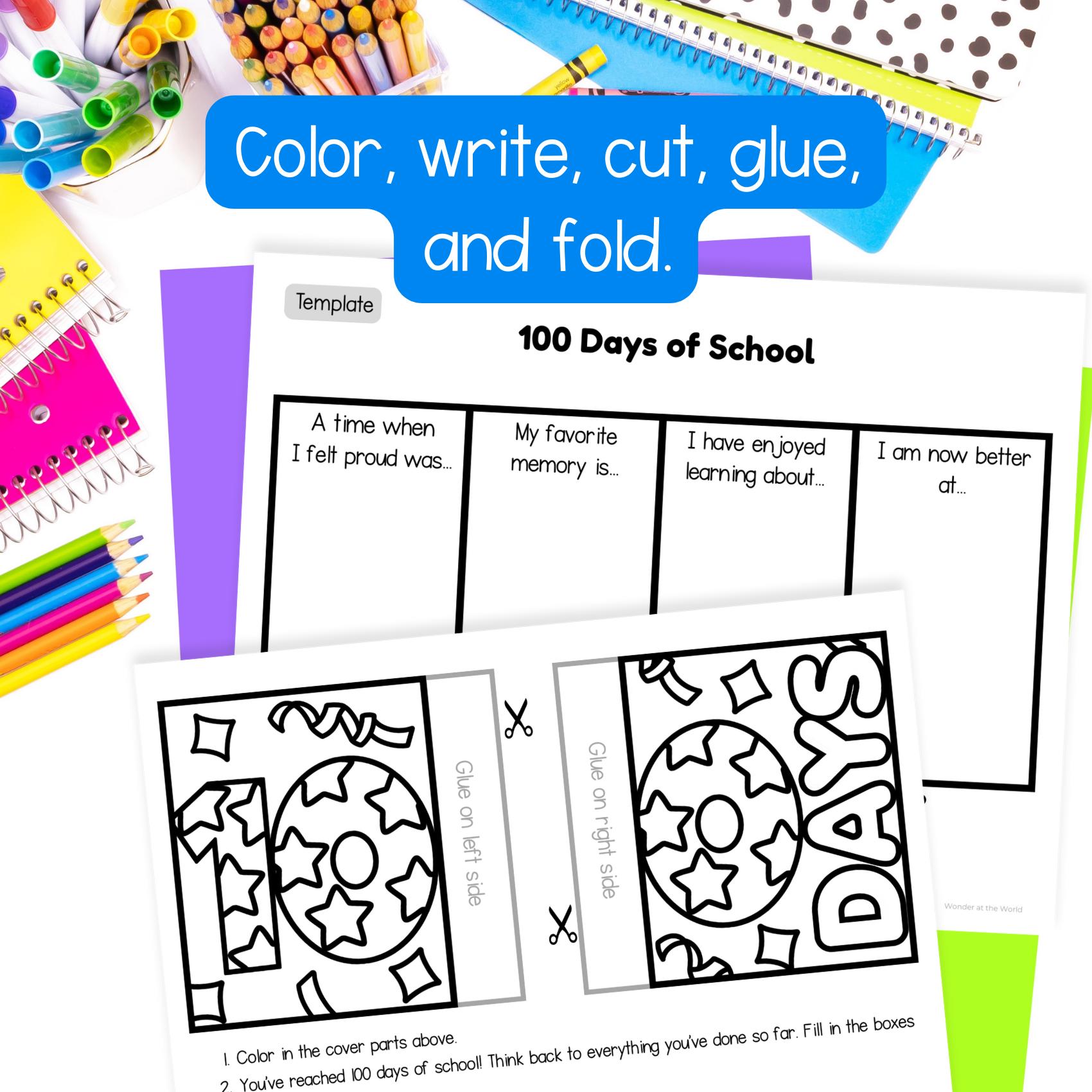 100 Days of School Foldable Writing Activity Plus Bonus 100th Day Crown ...