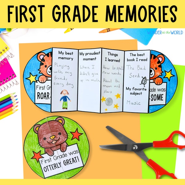 End of first grade memories foldable activity for last day week of school | PDF digital download