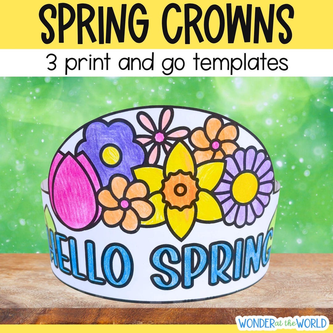 First Day of Spring Crown Headband Craft Activity Templates for Kids to ...