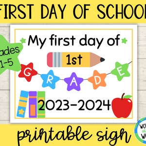 First Day Back to School Printable Sign for Kids Photo First, Second ...