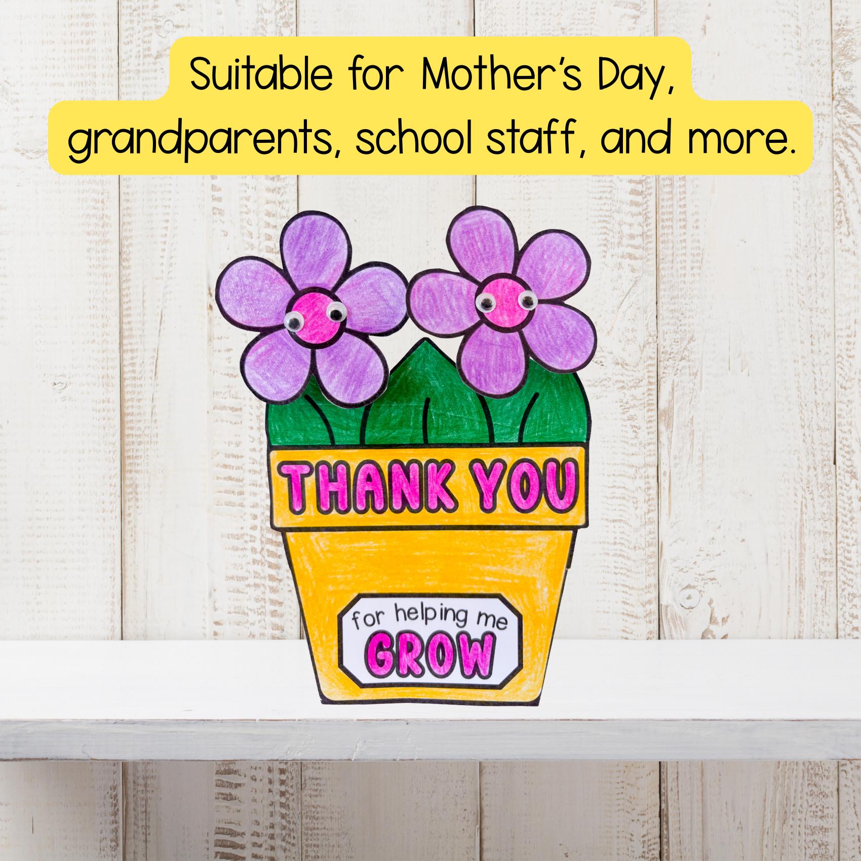 Thank You for Helping Me Grow Card Craft for Kids | Flower Pot Card ...
