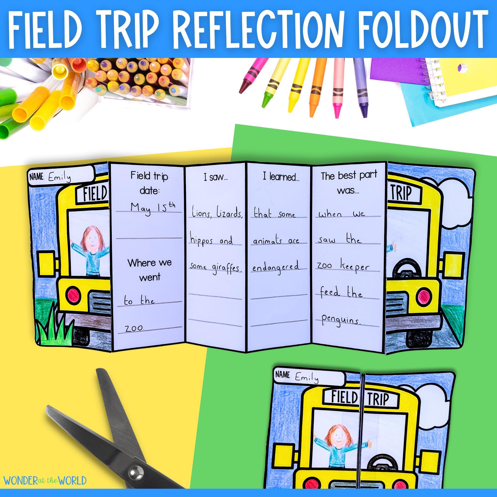 Field Trip Reflection Memories Foldout Writing Activity Worksheet ...