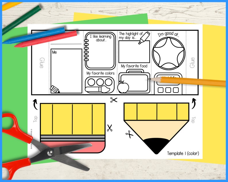 All About Me Back to School Foldable Pencil Craft Activity for First ...
