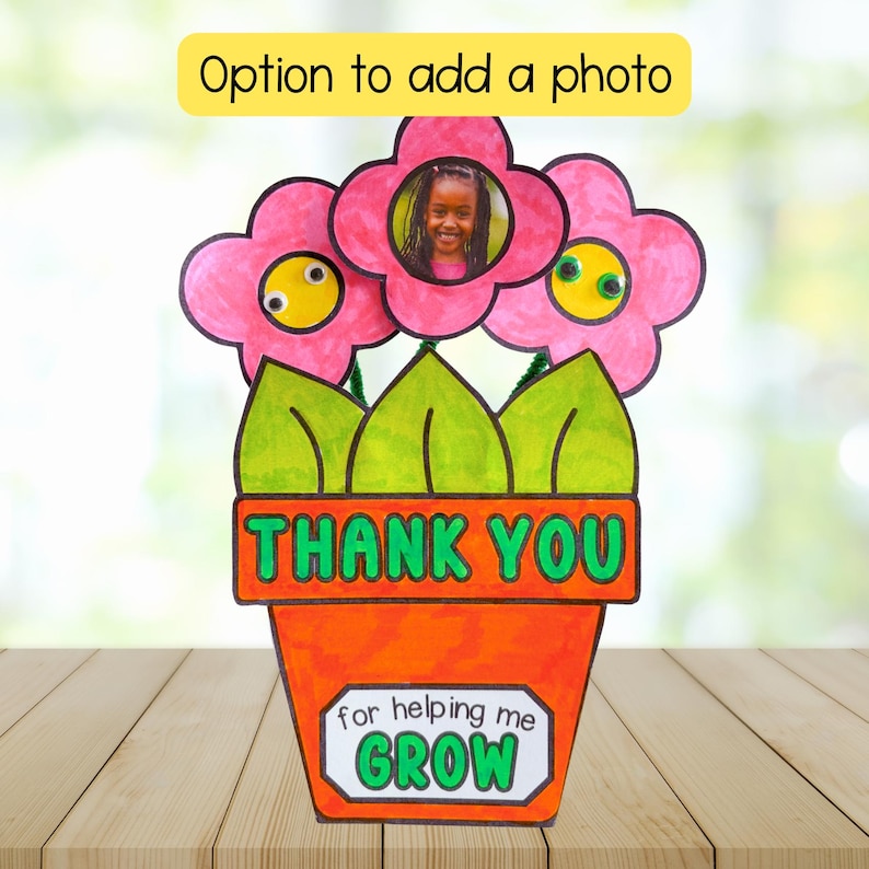 Thank You for Helping Me Grow Card Craft for Kids | Flower Pot Card ...