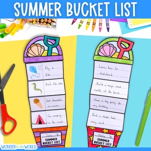 Sommer Bucket List Vorlage für Kinder Klappkarte Schreiben Basteln Sommer Pinnwand Idee Digitaler Download PDF