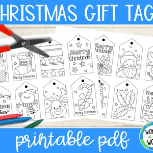 Printable Christmas Gift Tags to Color A4 and 11x8.5 Inch PDF Digital ...