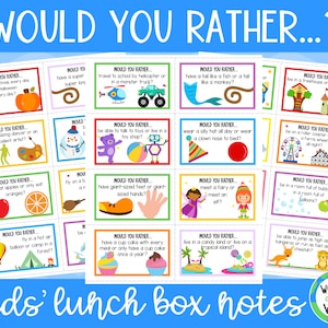 32 Préférez-vous? notes de boîte à lunch imprimables pour les enfants | téléchargement numérique | A4 et 8.5x11