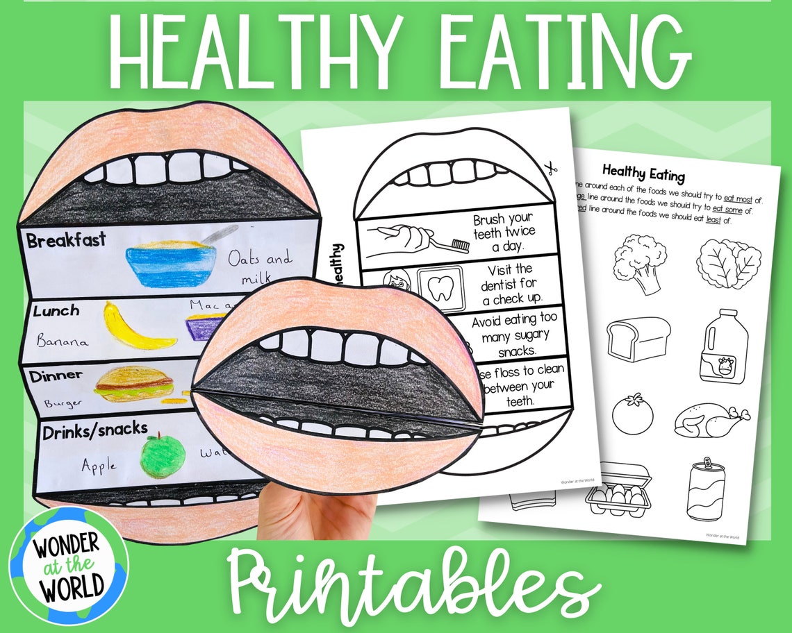 Healthy Eating Printable Activities Worksheets for Kids A4 - Etsy