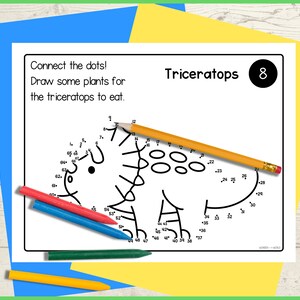 Dinosaur Connect the Dots Printable Activity Sheets for Kids, Dot to ...