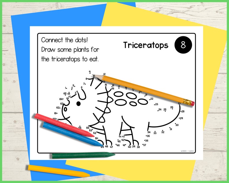 Dinosaur Connect the Dots Printable Activity Sheets for Kids, Dot to ...