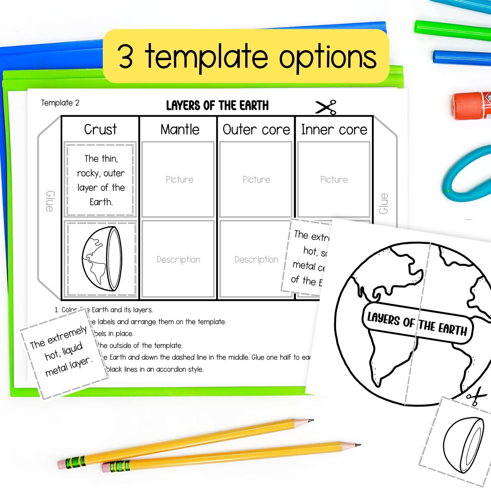 Layers of the Earth Foldable Activity for Interactive Science Notebooks ...