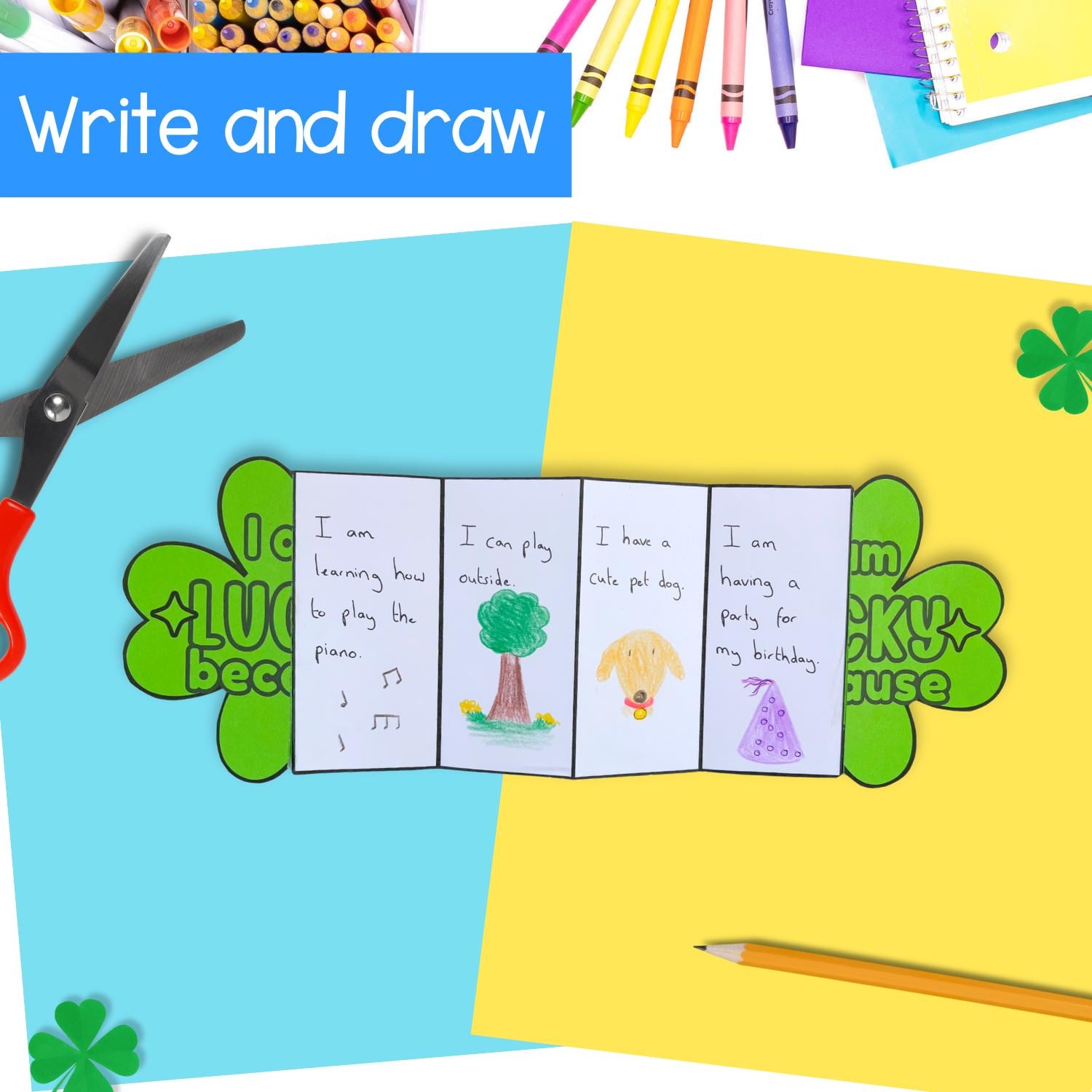 I Am Lucky Because Shamrock Four Leaf Clover Writing Craft St